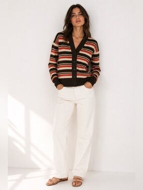 Marni x Uniqlo Striped Cardigan Wool Blend Button Front Size M